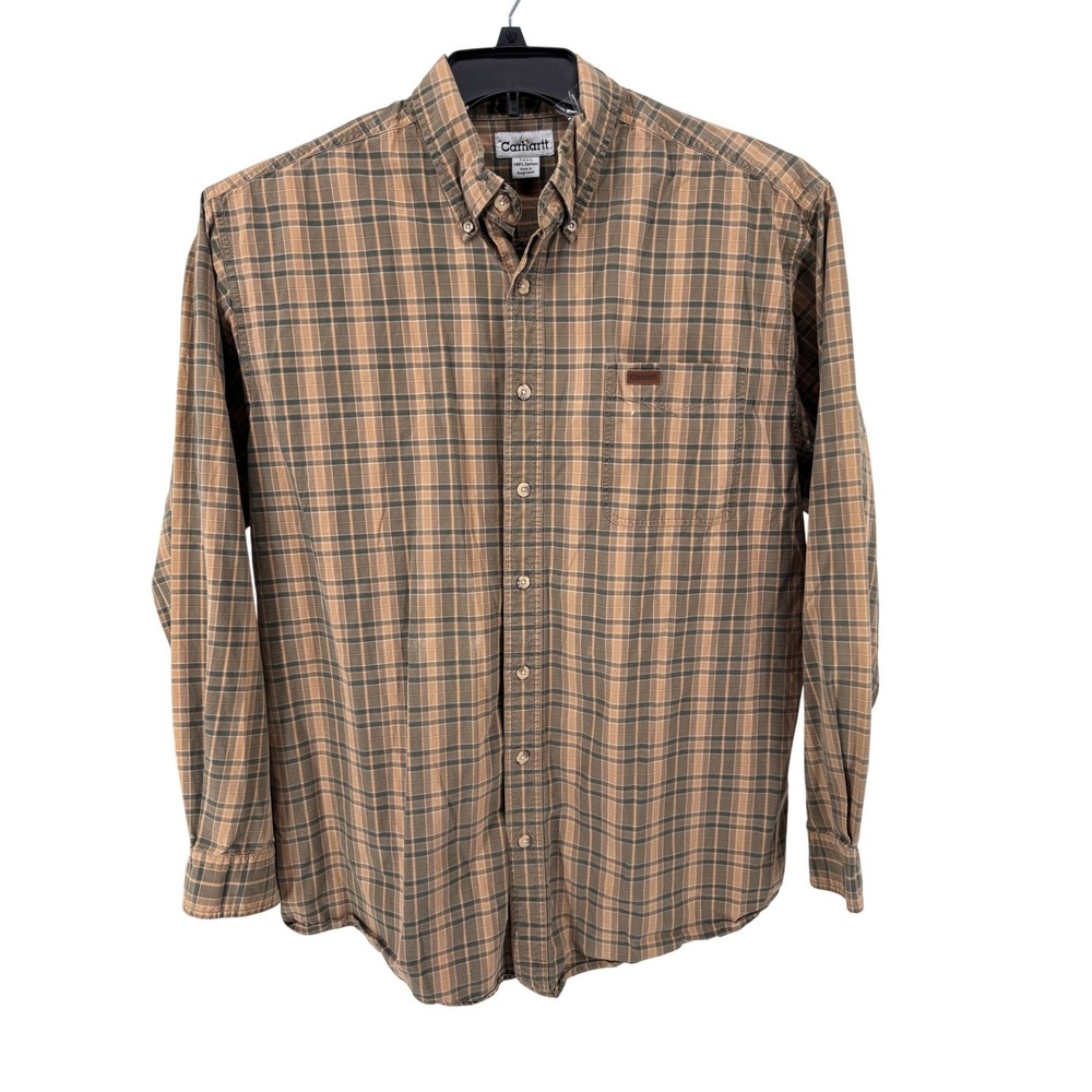 Carhartt Mens XL Tall Long Sleeve Plaid Button Up Work‎ Shirt Cotton
